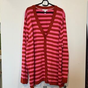Isaac Mizrahi Live! Women's Striped One-Button Cardigan